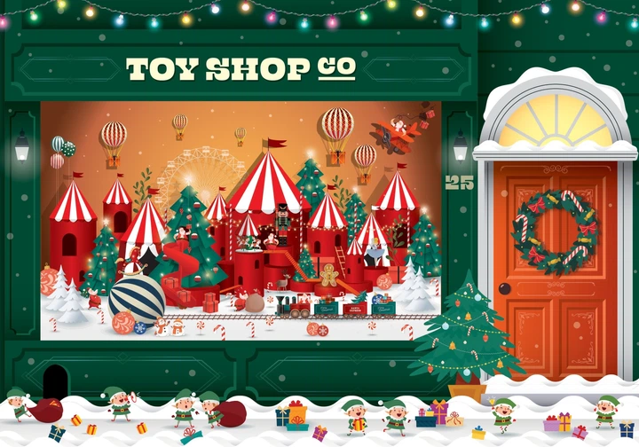 Puzzle Interdruk Christmas Toy Shop trójwarstwowe w kartonowej tubie 500 elementów (5902277376213) - obraz 2