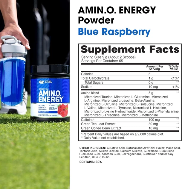 Амінокислота Optimum Nutrition Amino Energy 585 г Blue Raspberry / малина (USA) - зображення 2