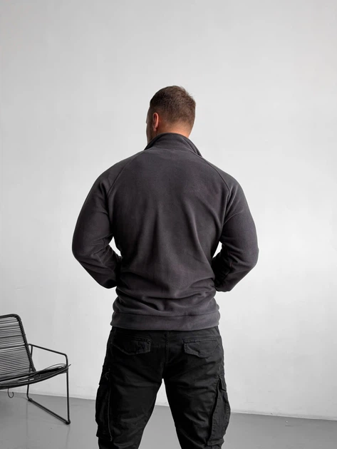 Зимняя мужская кофта флиска без капюшона серая графит (полар флис) RD568 S - Фото 9 Зимняя мужская кофта флиска без капюшона серая графит (полар флис) RD568 S - изображение 9