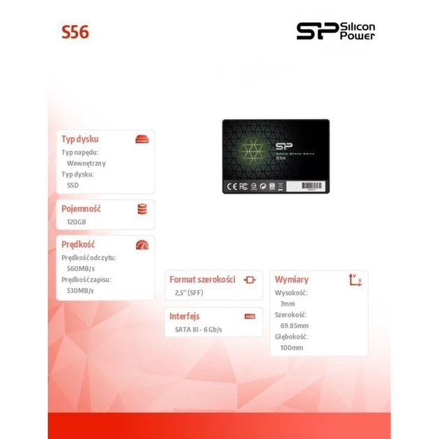 SSD Silicon Power S56 120 ГБ 2.5" SATA 460/360 МБ/с (4712702652895) - изображение 4