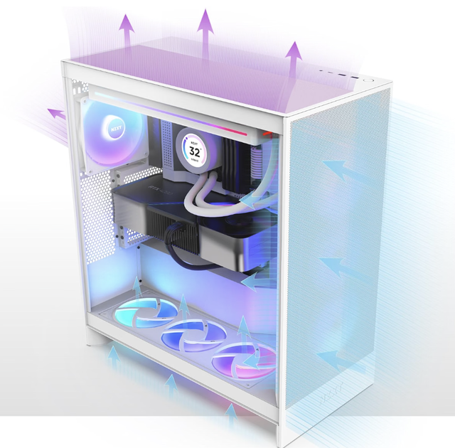 Корпус для ПК, NZXT H7 Flow Mid-Tower ATX Airflow PC Case - White - изображение 4
