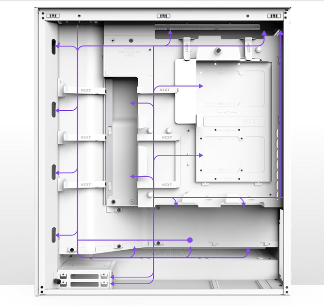 Корпус для ПК, NZXT H7 Flow Mid-Tower ATX Airflow PC Case - White - изображение 6