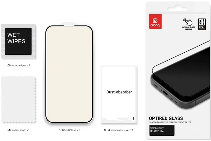 Szkło hartowane do smartfona Apple iPhone 17e Crong OptiRed Glass (CRGOPRGIP17E) - obraz 8