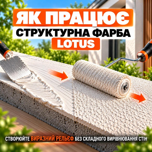 Структурна акрилова декоративна фарба LOTUS 4.5 кг - зображення 6