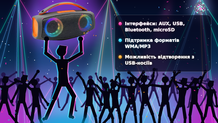 Портативна Bluetooth колонка бездротова на 10 Вт з LED підсвіткою блютуз динамік Чорний - Фото 2 Портативна Bluetooth колонка бездротова на 10 Вт з LED підсвіткою блютуз динамік Чорний - изображение 2