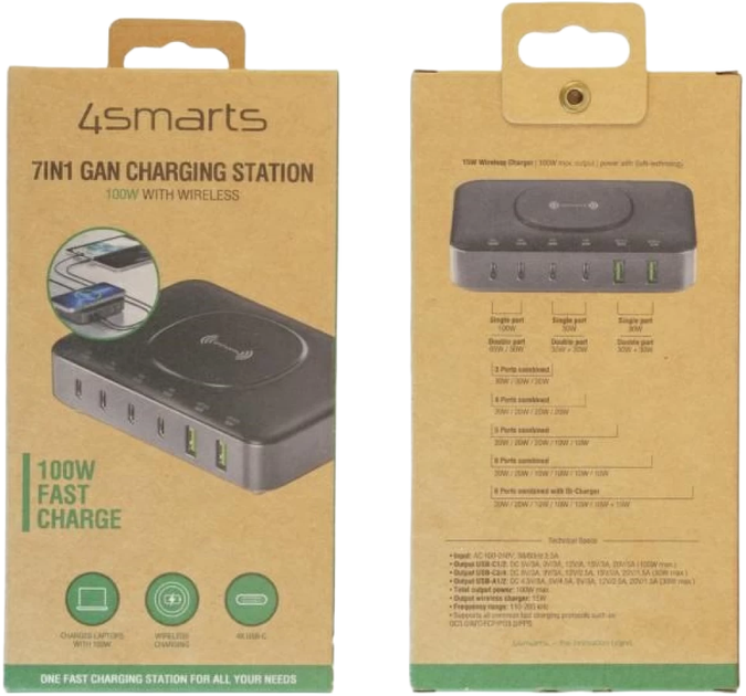 Зарядна станція 4smarts 7 в 1 100 W з бездротовою зарядкою Black-Grey (4252011906475) - зображення 4