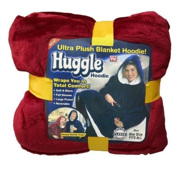 Флисовый плед с рукавами и капюшоном HUGGLE HOODIE BLANKET бордового цвета - изображение 5
