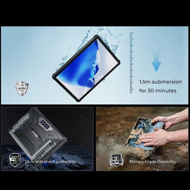 Планшет Oukitel RT7 5G 10,1 дюйма 12/512 ГБ Dimensity 7050 32000 мАч IP69K NFC LTE - Фото 9 Планшет Oukitel RT7 5G 10,1 дюйма 12/512 ГБ Dimensity 7050 32000 мАч IP69K NFC LTE - изображение 9