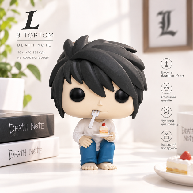 Фигурка Эл с тортом – L (With Cake) №219 (10 см) | Hot Topic Exclusive | Тетрадь смерти (Death Note) Аниме - изображение 2