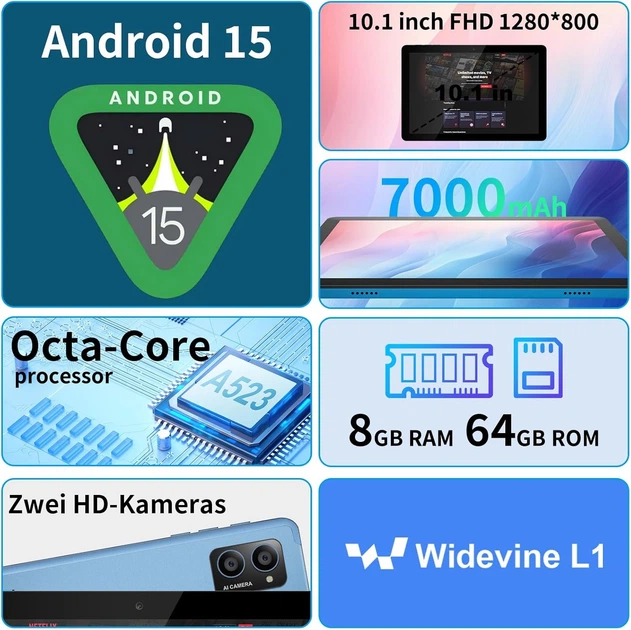 Планшет 10.1" AWOW P11 UTBook 3+5/64Gb 8 ядер Android 15 7000 mAh Синій (102379920) - зображення 3