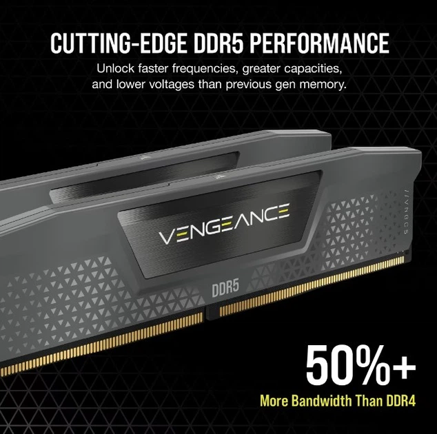 Оперативна пам'ять DDR5 32 Gb (6000 MHz) (Kit 16 Gb x 2) Corsair Vengeance (CMK32GX5M2Y6000Z30) - Фото 5 Оперативна пам'ять DDR5 32 Gb (6000 MHz) (Kit 16 Gb x 2) Corsair Vengeance (CMK32GX5M2Y6000Z30) - зображення 5