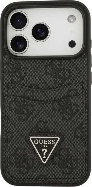 Etui portfelowe do smartfona Apple iPhone 18 Pro/iPhone 17 Pro Guess 4G Double Card Triangle Black (3666339681463) - obraz 2