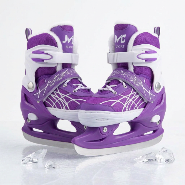 Коньки раздвижные ледовые фиолетовые SP-Sport 7677 размер 38-42 Violet-White - изображение 2
