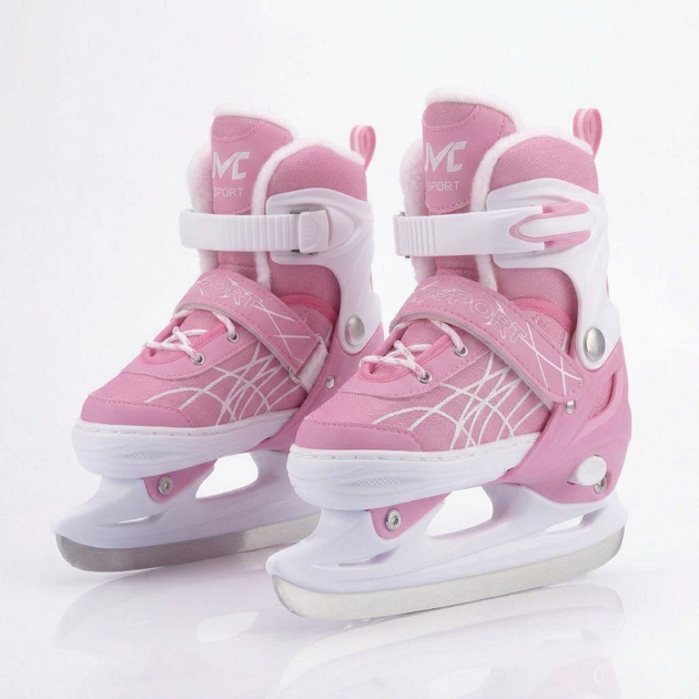 Коньки раздвижные ледовые розовые SP-Sport 7677 размер 38-42 Pink-White - изображение 2