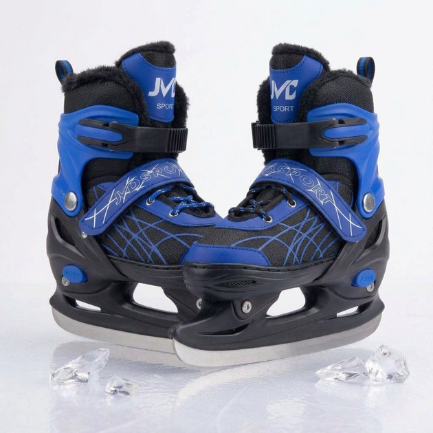 Коньки раздвижные ледовые синие SP-Sport 7677 размер 38-42 Black-Blue - изображение 3