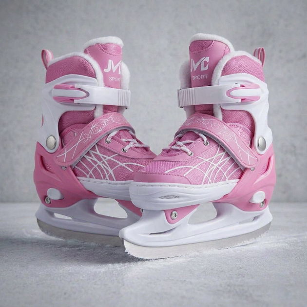 Коньки раздвижные ледовые розовые SP-Sport 7677 размер 38-42 Pink-White - изображение 8