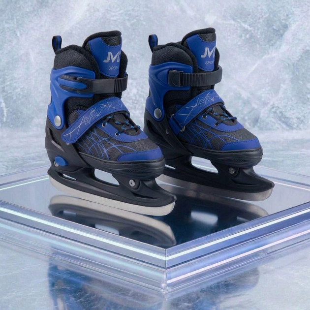 Коньки раздвижные ледовые синие SP-Sport 7677 размер 38-42 Black-Blue - изображение 6