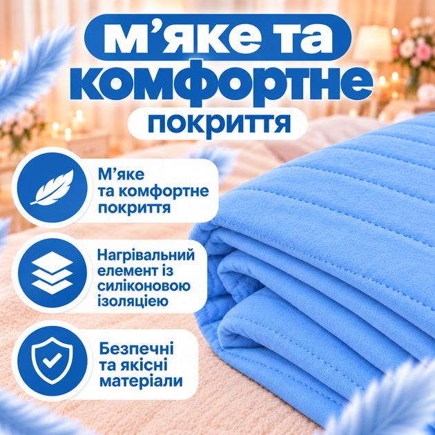 Електро-простирадло 120x160 см байка Простирадло з підігрівом Yasam Блакитний - зображення 4