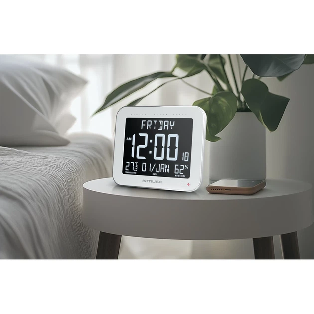 Настенные часы Muse M-090 WMC с функцией будильника White (3700460209827) - изображение 2