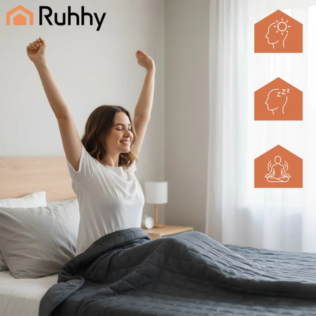 Утяжеленное одеяло Ruhhy 200x220 см 10 кг Grey (5900779960497) - Фото 9 Утяжеленное одеяло Ruhhy 200x220 см 10 кг Grey (5900779960497) - изображение 9