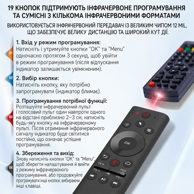 Універсальний пульт AirMouse Q21 пульт з гироскопом і мікрофоном - зображення 5