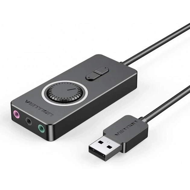 Внешняя звуковая карта Vention USB-A — 3×3.5 мм с регулятором громкости, 0,5 м, Black (CDRBD) - Фото 1 Внешняя звуковая карта Vention USB-A — 3×3.5 мм с регулятором громкости, 0,5 м, Black (CDRBD) - изображение 1