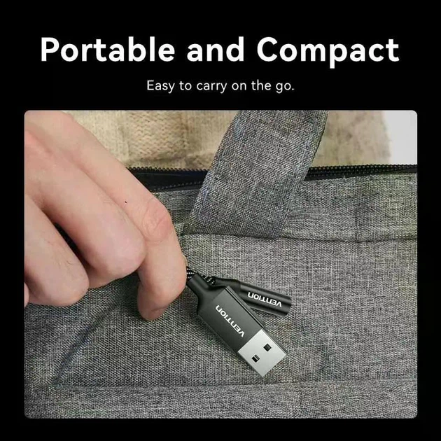 Внешняя звуковая карта Vention CVE USB-A — 3.5 мм TRRS для гарнитуры, 24 бит/96 кГц, 1 м, Black (CVEBF) - Фото 3 Внешняя звуковая карта Vention CVE USB-A — 3.5 мм TRRS для гарнитуры, 24 бит/96 кГц, 1 м, Black (CVEBF) - изображение 3