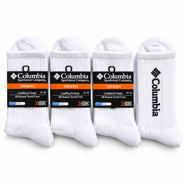 Набор мужских махровых высоких термо носков Columbia 4 пари 41-45 White-Black - Фото 1 Набор мужских махровых высоких термо носков Columbia 4 пари 41-45 White-Black - изображение 1