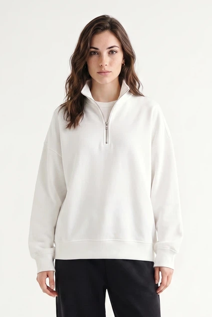 Світшот жіночий оверсайз на блискавці White 3XL - Фото 2 Світшот жіночий оверсайз на блискавці White 3XL - зображення 2