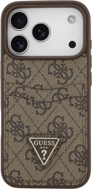 Etui portfelowe do smartfona Apple iPhone 18 Pro/iPhone 17 Pro Guess 4G Double Card Triangle Brown (3666339681487) - obraz 2