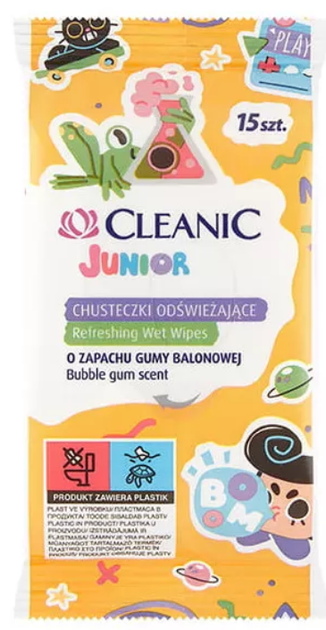 Chusteczki nawilżane Cleanic Junior 15 szt (5900095018872) - Zdjęcie 1 Chusteczki nawilżane Cleanic Junior 15 szt (5900095018872) - obraz 1