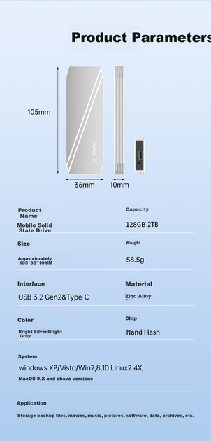 SSD диск XDISK M30 1TB Type-C External Grey - изображение 5