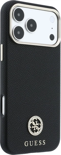 Etui do smartfona Apple iPhone 18 Pro/iPhone 17 Pro Guess Grained Round Strass Logo MagSafe Black (3666339653781) - obraz 4