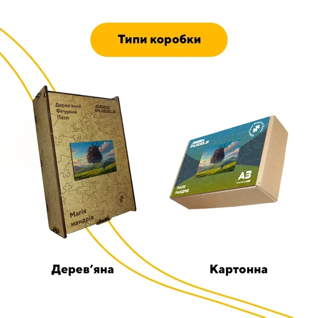 Дерев'яний фігурний пазл Магія мандрів, А3, Дерев’яна коробка 200 елементів - Фото 4 Дерев'яний фігурний пазл Магія мандрів, А3, Дерев’яна коробка 200 елементів - изображение 4