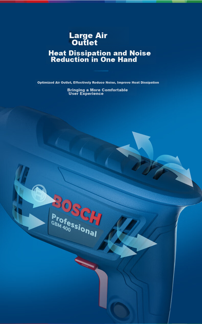 Дрель Bosch GBM 400 KLE 400 Вт в кейсе - Фото 7 Дрель Bosch GBM 400 KLE 400 Вт в кейсе - изображение 7