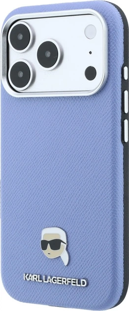 Etui do smartfona Apple iPhone 18 Pro/iPhone 17 Pro Karl Lagerfeld Grained Karl Head Metal MagSafe Light Blue (3666339659127) - obraz 3