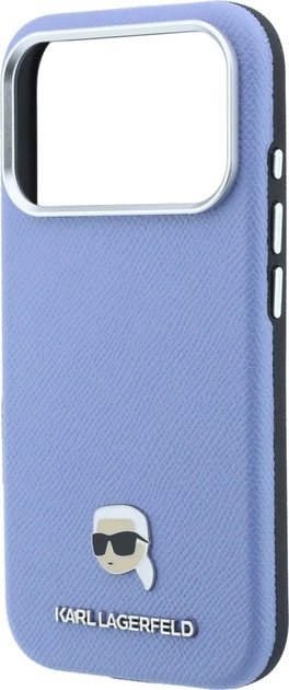 Etui do smartfona Apple iPhone 18 Pro/iPhone 17 Pro Karl Lagerfeld Grained Karl Head Metal MagSafe Light Blue (3666339659127) - obraz 6