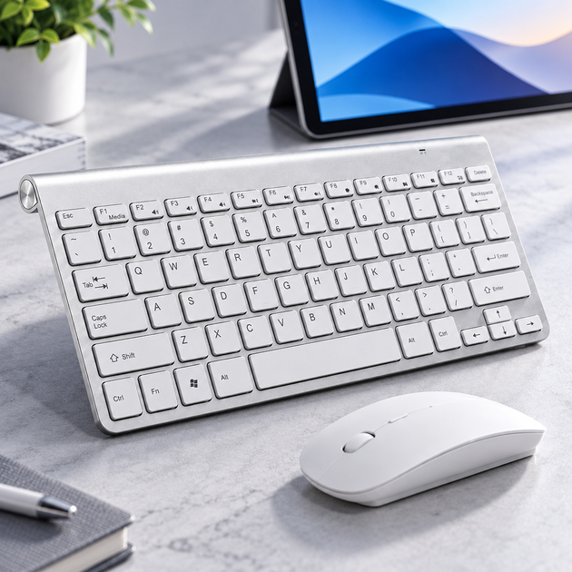 Комплект беспроводной клавиатуры и мыши Webo WB-8066 с USB-приемником 2.4 ГГц белого цвета - изображение 10