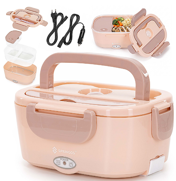 Lunch Box Springos elektryczny z podgrzewaczem KI0205 łososiowy (5908455317115) - obraz 3