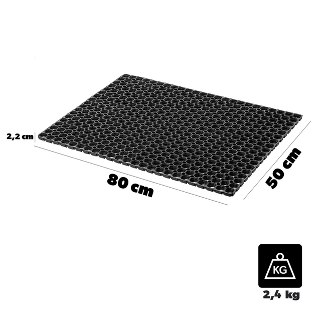 Килимок придверний гумовий KADAX Broves 50 × 80 см чорний (5906638303184) - зображення 2