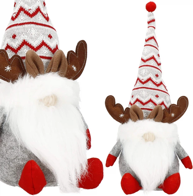 Новогодняя фигурка Springos CA1010 Гном с рожками оленя 50 см серый (5907719440095) - изображение 2