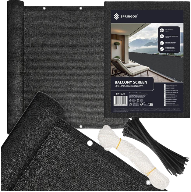 Балконна захисна ширма Springos BN1029 100 x 500 см - зображення 3