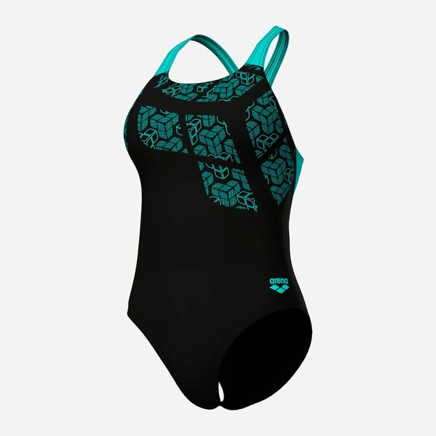 Купальник суцільний жіночий Arena Kikko Swimsuit Swim Pro Back 010807-580 Чорний/Бірюзовий (3468337757207) - зображення 8