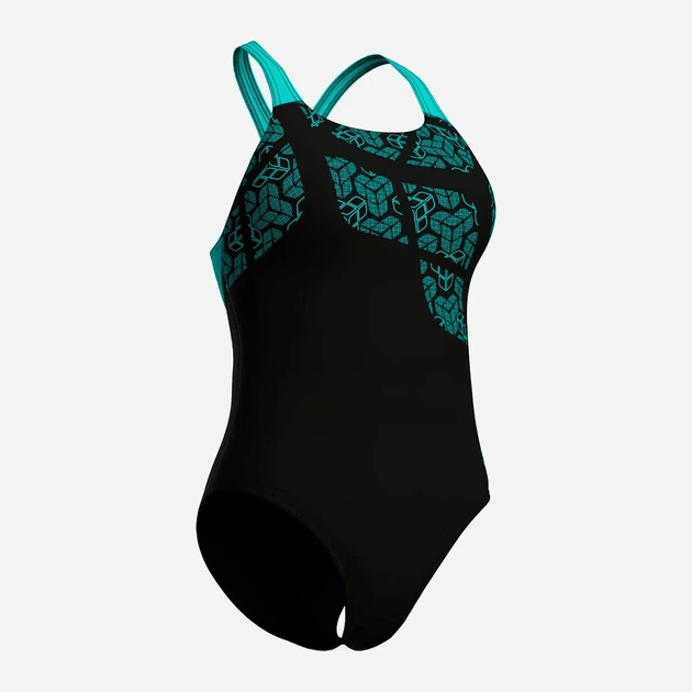 Купальник суцільний жіночий Arena Kikko Swimsuit Swim Pro Back 010807-580 Чорний/Бірюзовий (3468337757207) - зображення 9