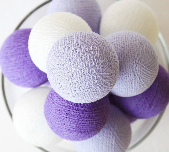 Гірлянда Cotton Bolls Лаванда декор 20 куль 3 метри - Фото 2 Гірлянда Cotton Bolls Лаванда декор 20 куль 3 метри - зображення 2