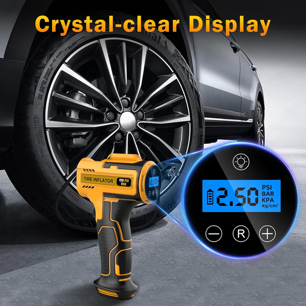 Автомобильный компрессор HJH 150 PSI, аккумуляторный USB-насос для шин авто, мотоцикла и велосипеда с LED-подсветкой - Фото 5 Автомобильный компрессор HJH 150 PSI, аккумуляторный USB-насос для шин авто, мотоцикла и велосипеда с LED-подсветкой - изображение 5