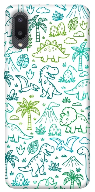 Чехол для Galaxy A02 с принтом Dino pattern - Фото 1 Чехол для Galaxy A02 с принтом Dino pattern - изображение 1