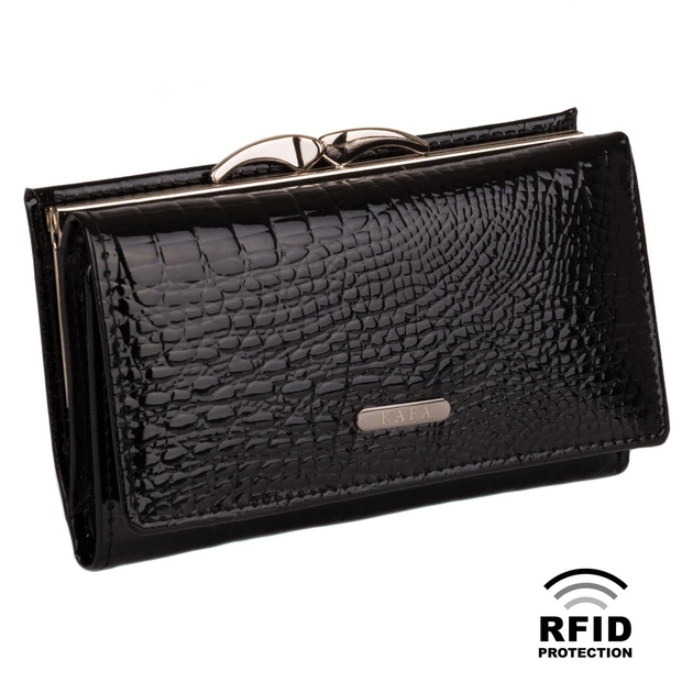 Кошелек женский кожаный Kafa RFID AE214 черный - изображение 8