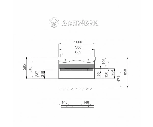 Тумба подвесная Sanwerk "Алесса Air" 100 белая с умывальником "Idea" (MV0000898) - изображение 5