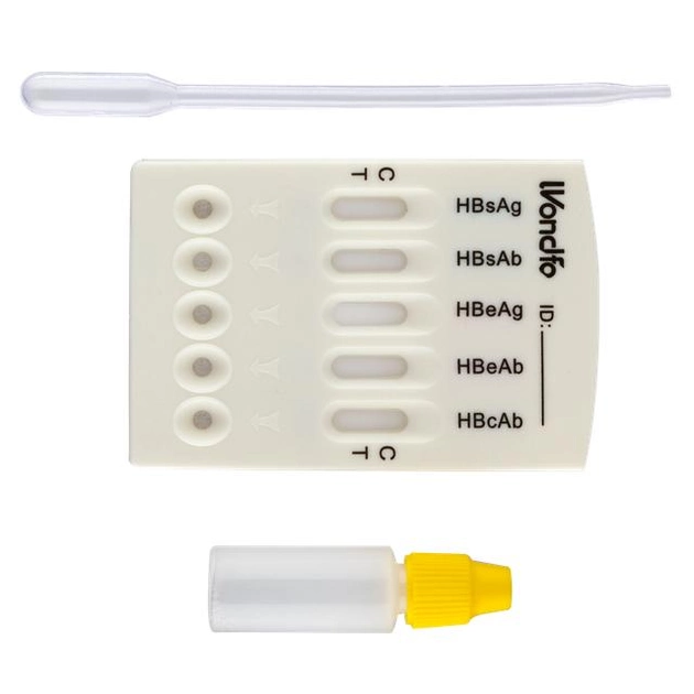 Тест на 5 маркеров гепатита В Wondfo HBsAg, HBsAb, HBeAg, HBeAb, HBcAb - HBV W040-P - изображение 2